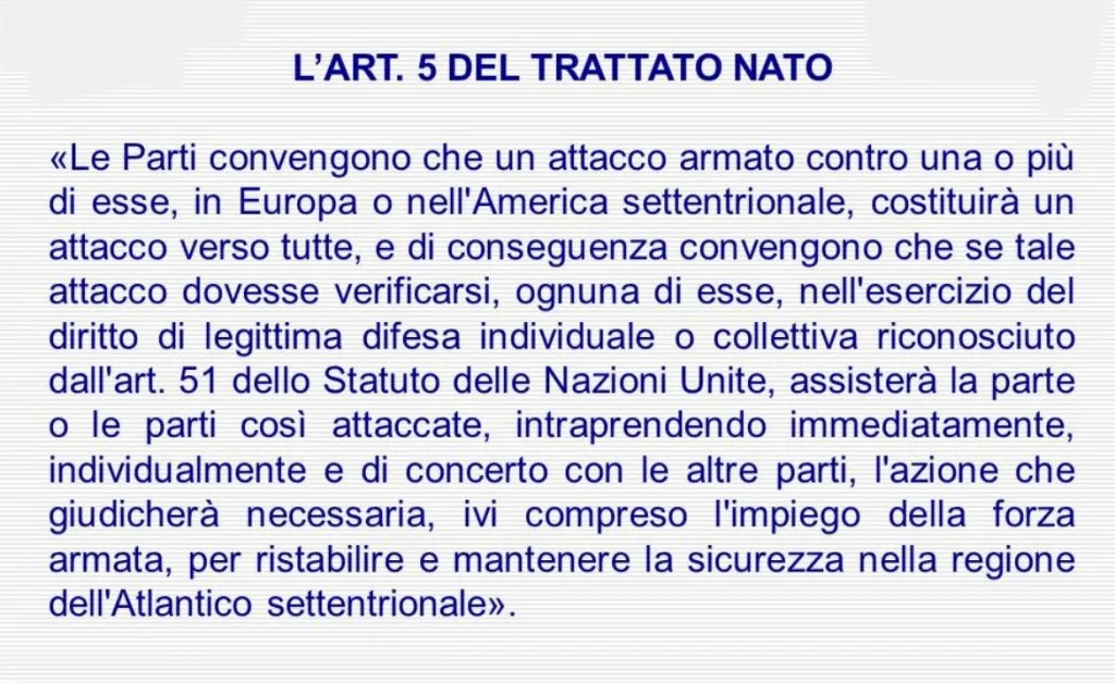 Ucraina e Articolo 5, il generale Bertolini: «Non vuol dire entrare in guerra»
